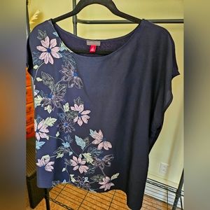 Navy with floral detail top, size large